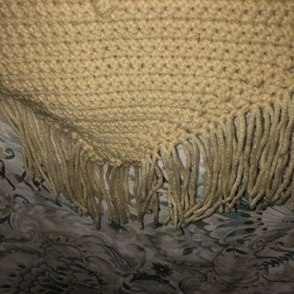 Handmade Tan Crochet Fringe Wall Hanging - Picture 5 of 6